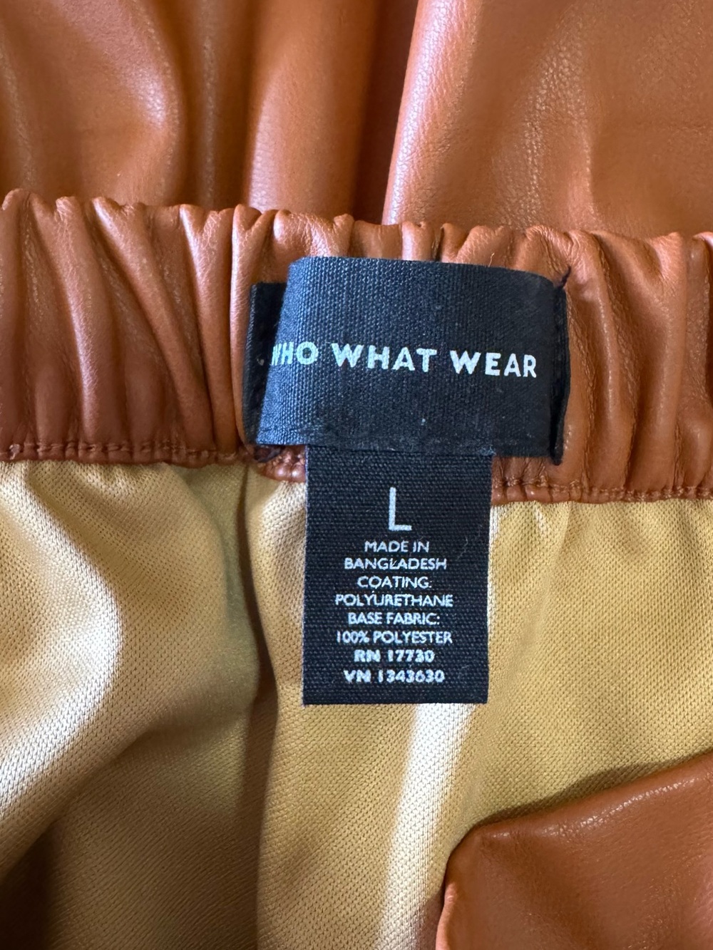 Who What Wear Rust Faux Leather Midi Skirt - Picture 2 of 5